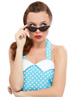 Retro-Brille mit Strass für Damen 50er Jahre Accessoire schwarz