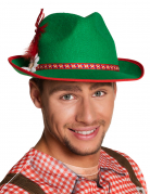 Bayernhut mit Feder und Blume Bayern-Accessoire grün-rot-weiss