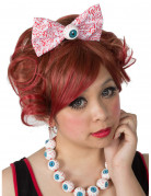 Kreepsville-Haarklammer Schleife mit Auge weiss-rot 14cm