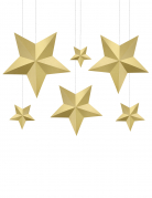 Weihnachtssterne Hängedeko-Set 7-teilig goldfarben 12 x 11,5 cm bis 37 x 35 cm