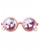 Prisma-Hippiebrille für Erwachsene 60er Jahre rosafarben